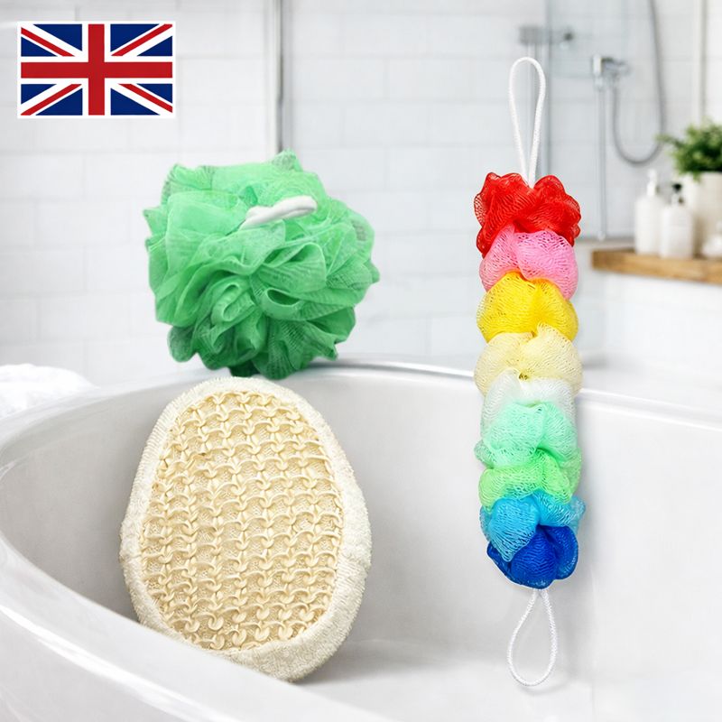 Bath Pouf, Sponge & Back Scrubber Set