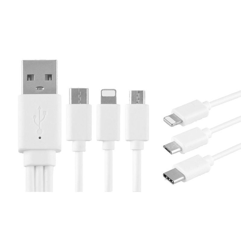 3-in-1 Charging Cable: Lightning, USB-C & Micro USB
