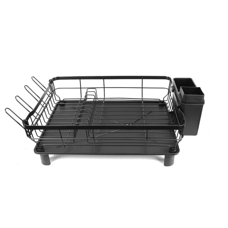 Stainless Steel Dish Rack with Drip Tray, Black