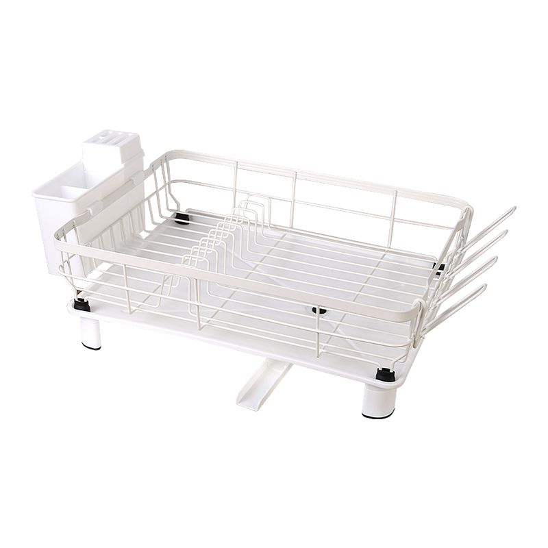 Stainless Steel Dish Rack with Drip Tray, White
