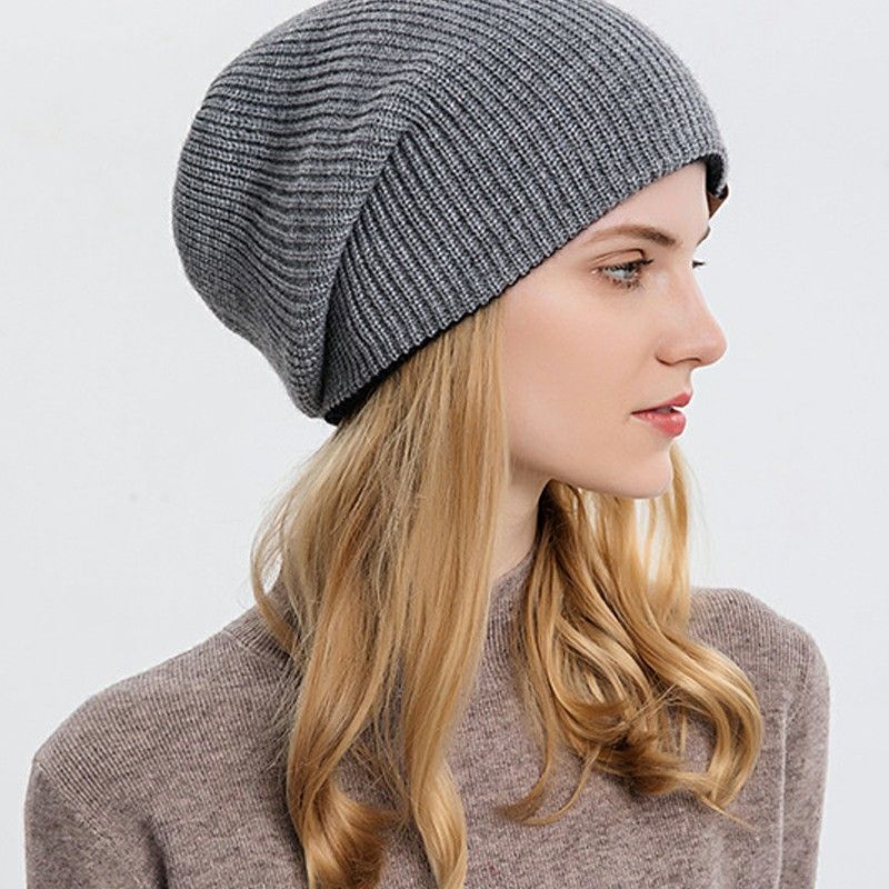 Double-Sided Crochet Thermal Beanie, Grey
