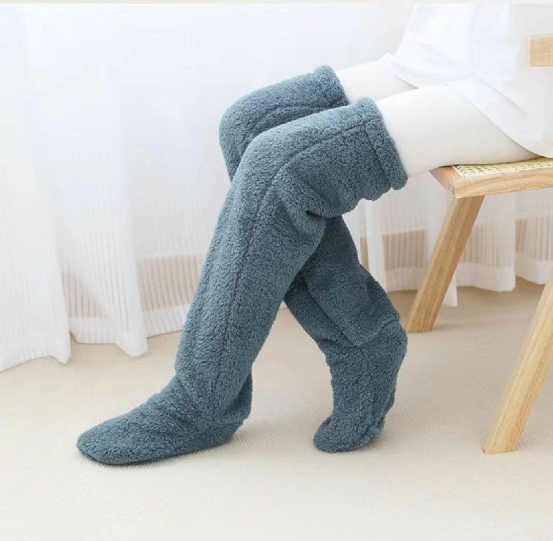 Fluffy Sock Slippers, Blue