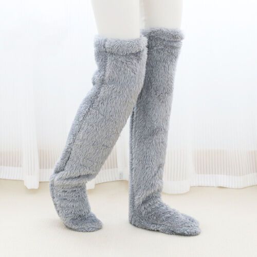 Fluffy Sock Slippers, Grey