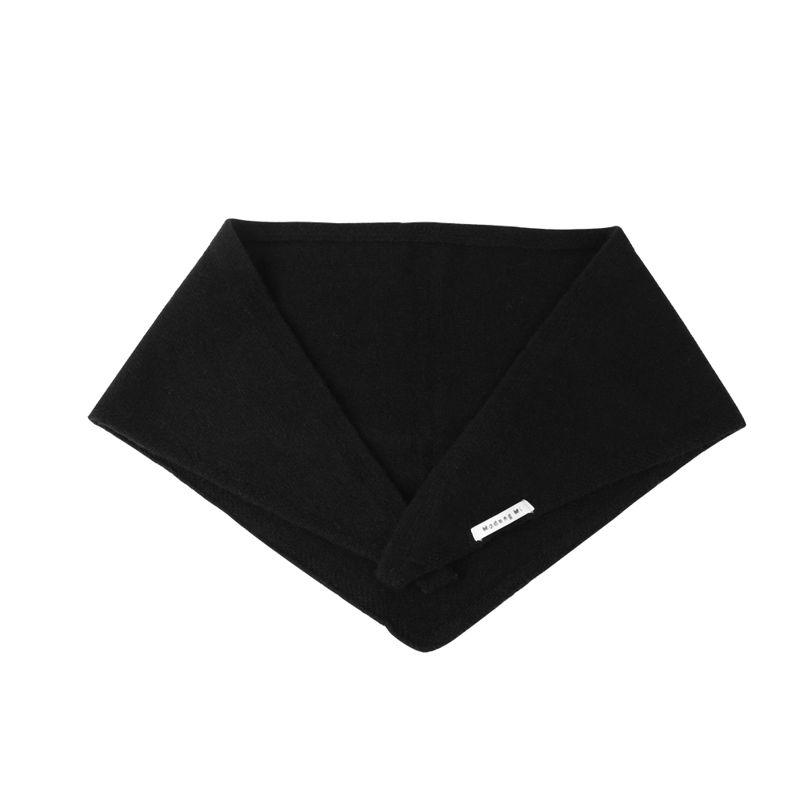 Knitted Triangle Shawl Scarf, Black
