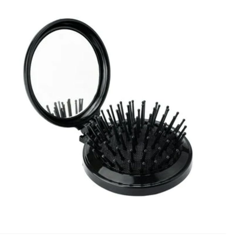 Folding Pocket Hair Brush with Mirror