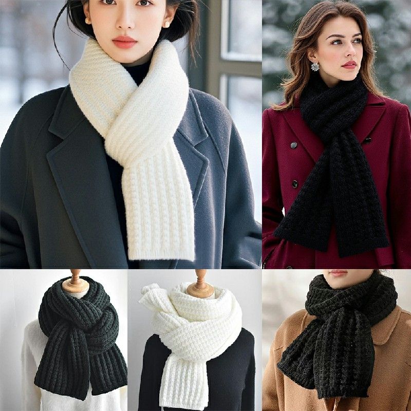 Thick Knitted Scarf, Black