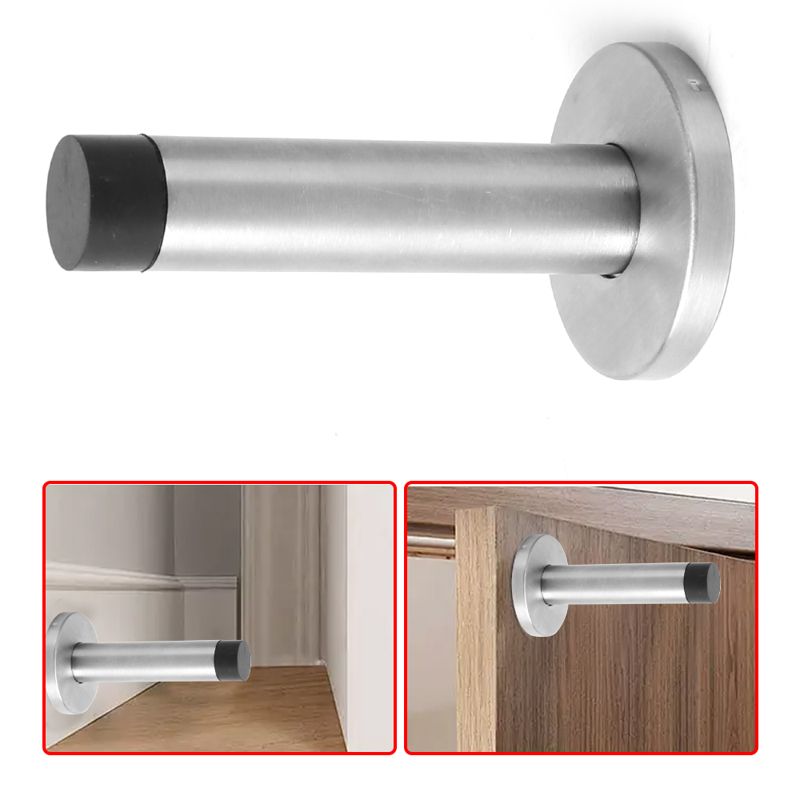 Wall-Mounted Door Stop, Satin Steel