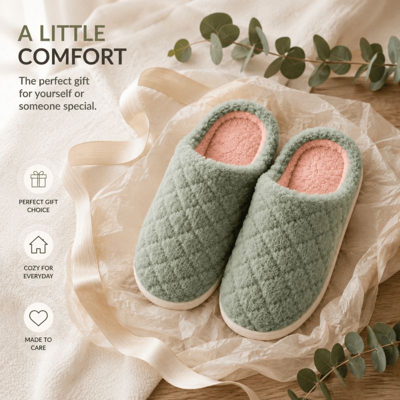 Women's Fluffy House Slippers, Green