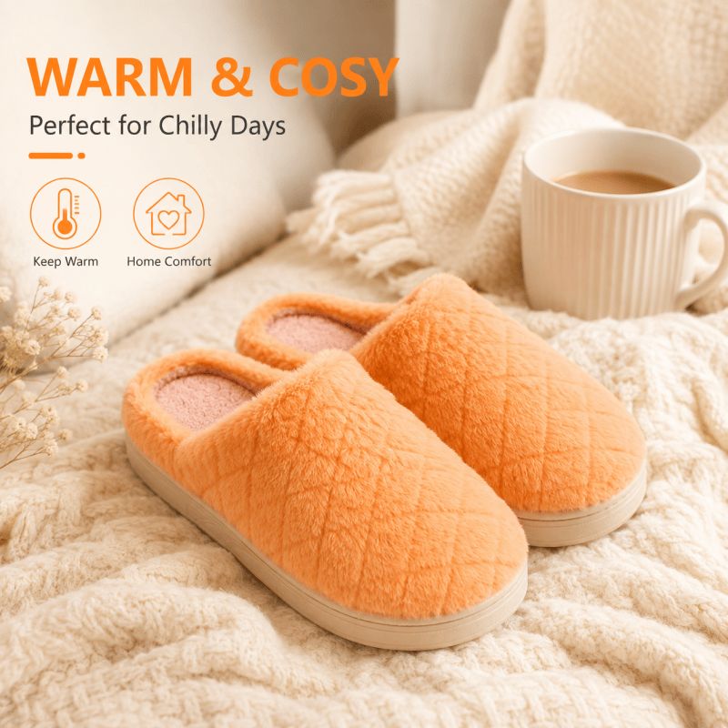 Women's Fluffy House Slippers, Orange