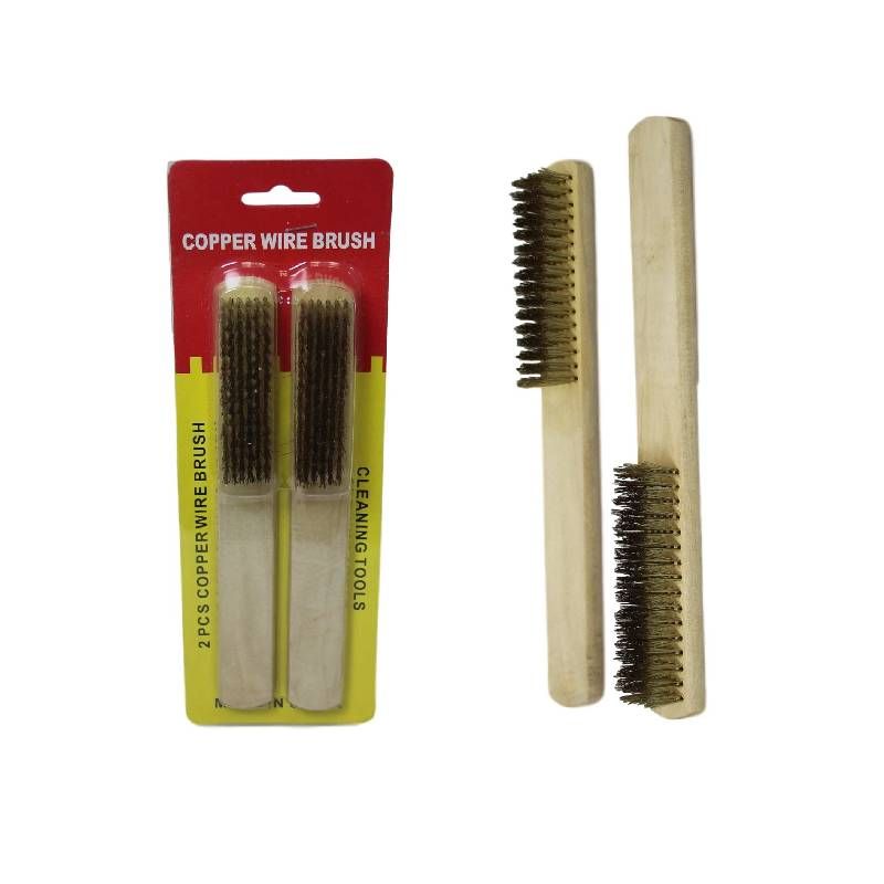 Copper Wire Brushes, Wooden Handle (2 Pack)