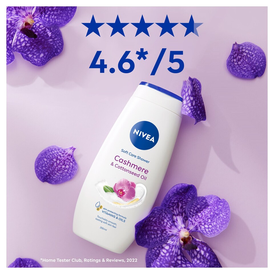 NIVEA Cashmere & Cotton Seed Oil Shower Cream 250ml (Pack of 6)